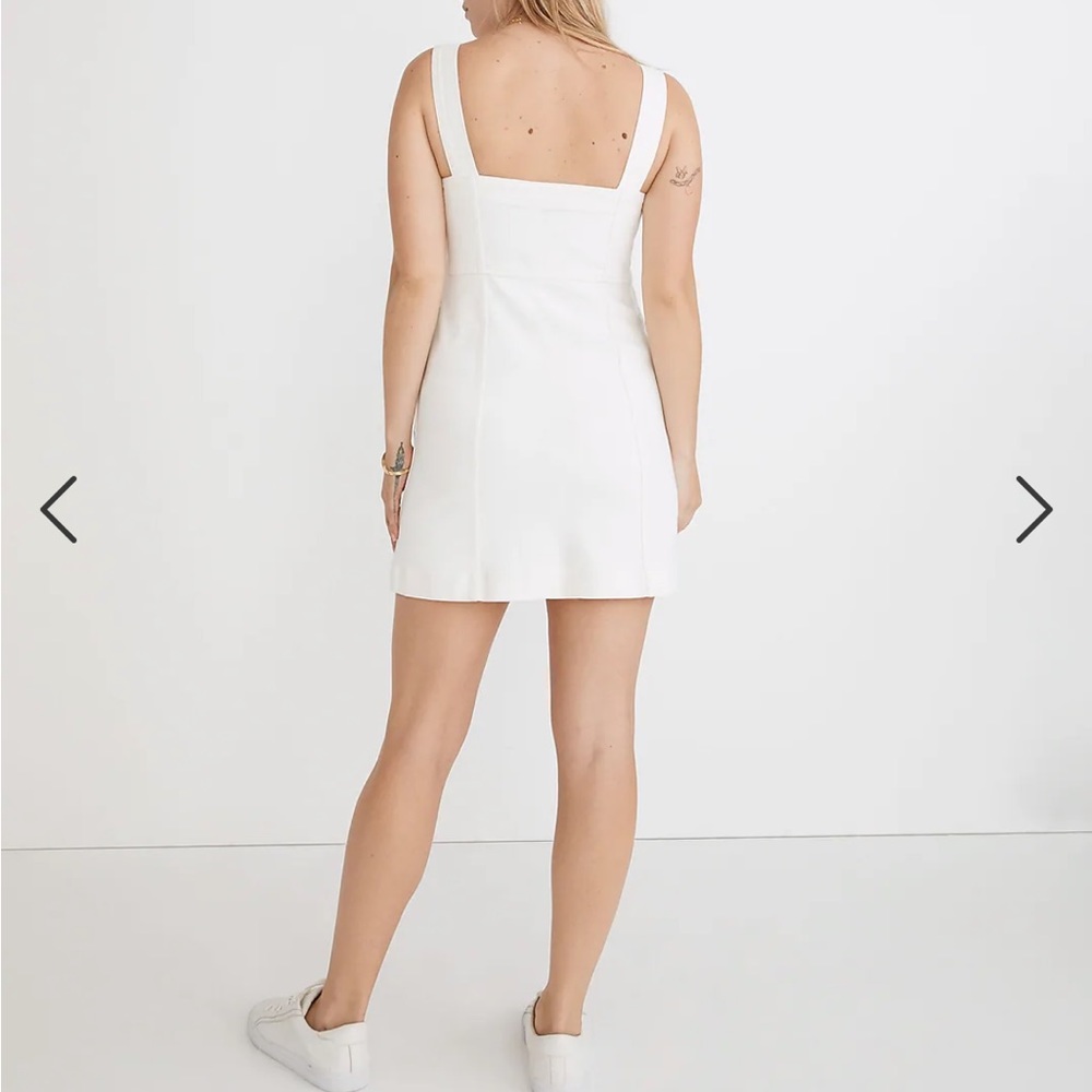 Denim Button-Front Mini Dress in Tile White NWT SOLD OUT STYLE SIZE 4 - Picture 3 of 9